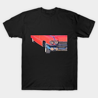 Pink Cadillac Watercolor Painting T-Shirt